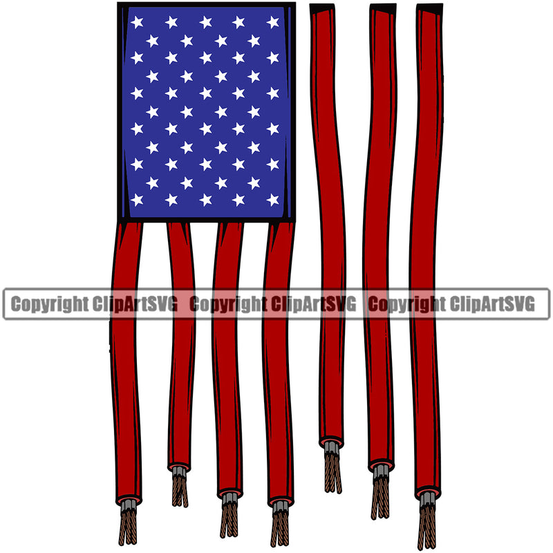 Electrician Electric Worker Work Technician Tech Construction Electrical Color Flag United State USA Design Element Repair Service Job Company Business Design Logo Clipart SVG