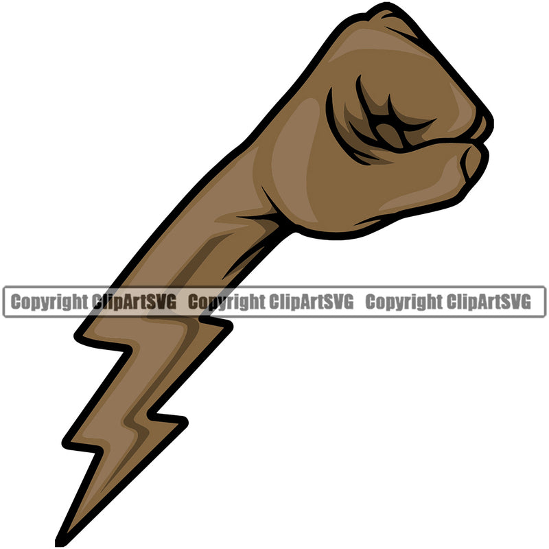 Electrician Electric Worker Work Technician Tech Construction Electrical Repair Lightning Bolt Hand Black African American Punch Design Element Service Job Company Business Design Logo Clipart SVG