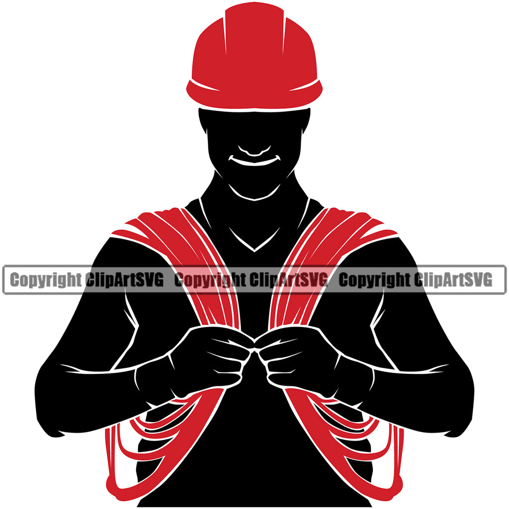 Electrician Electric Worker Work Technician Tech Construction Electrical Silhouette Color Design Element Repair Service Job Company Business Design Logo Clipart SVG