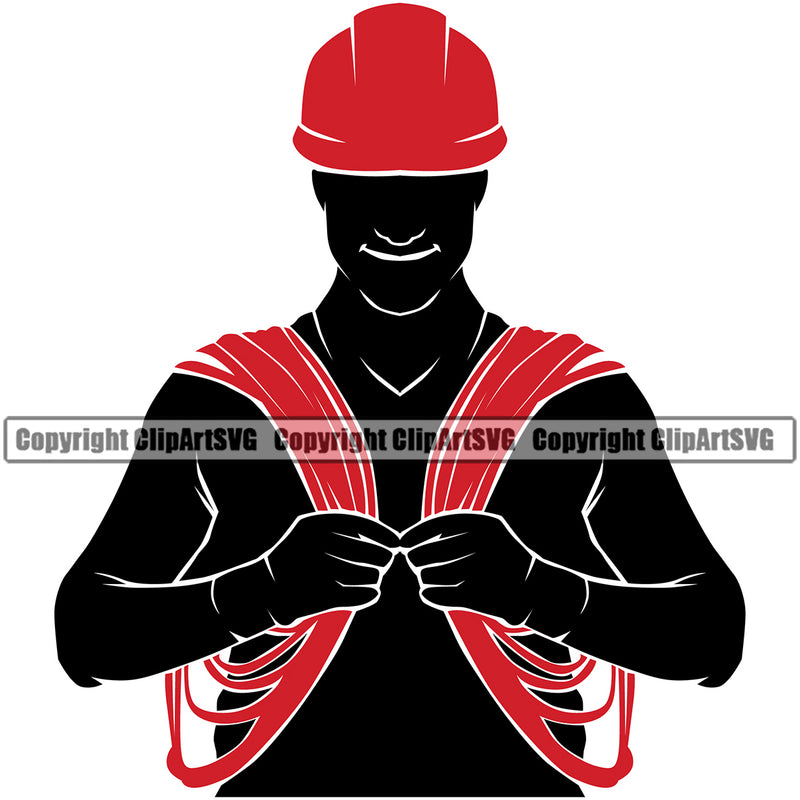 Electrician Electric Worker Work Technician Tech Construction Electrical Silhouette Color Design Element Repair Service Job Company Business Design Logo Clipart SVG