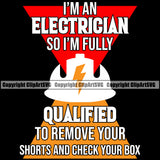 Electrician Electric Worker Work Technician Tech Color Quote Text Design Element Black Background Construction Electrical Repair Service Job Company Business Design Logo Clipart SVG