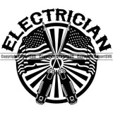 Electrician USA Flag Screwdriver Electric Worker Work Technician Tech Construction Electrical Repair Electrician Black Color Circle Logo Design Element White Background Service Job Company Business Design Logo Clipart SVG