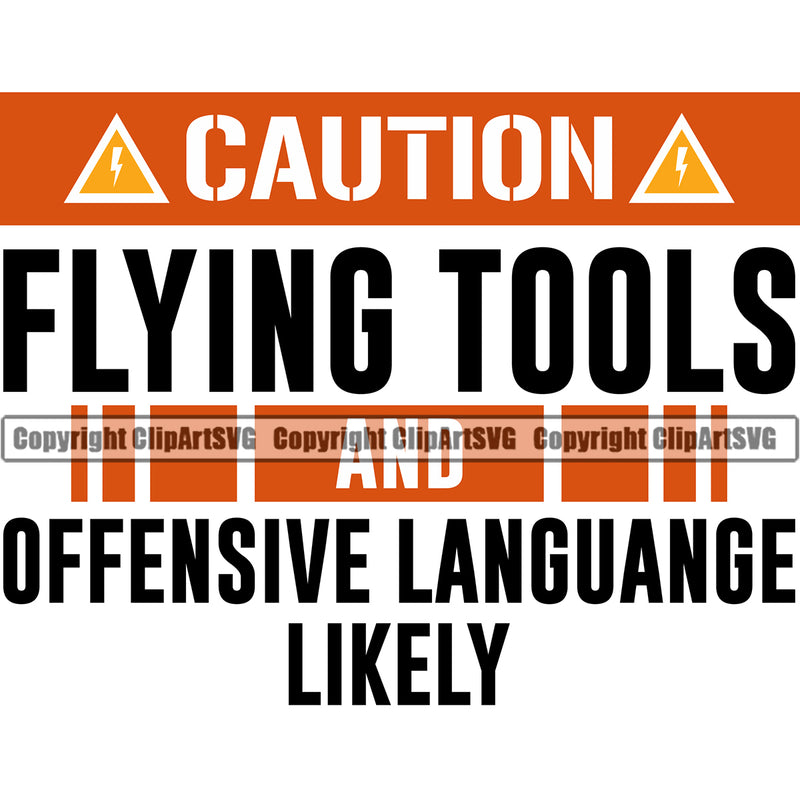 Electrician Electric Worker Work Technician Tech Construction Caution Flying Tools And Offensive Language Likely Red And Black Color Design Element Electrical Repair Service Job Company Business Design Logo Clipart SVG