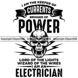 Electrician Electric Worker Work Technician Skull Head Prayer Is The Best Way To Meet He Lord But Messing With My Tools Is Faster Quote Text White Background Tech Construction Electrical Repair Job Company Business Design Logo Clipart SVG