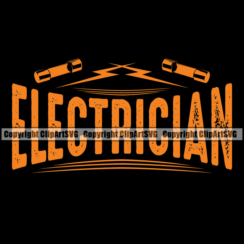 Electrician Electric Worker Work Technician Tech Construction Electrical Repair Electrician Color Banner Quote Text Design Element Black Background Service Job Company Business Design Logo Clipart SVG