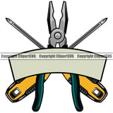 Electric Worker Work Technician Tech Construction Electrical Repair Wire Cutter Pliers Screwdriver Tools Electrician Life Color Design Element Service Job Company Business Design Logo Clipart SVG