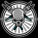 Electrician Electric Worker Work Technician Tech Construction Electrical Repair Tools Skull Skeleton Color Head Black Background Design Element Service Job Company Business Design Logo Clipart SVG