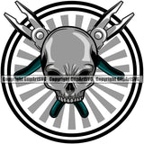 Electrician Electric Worker Work Technician Tech Skull Skeleton Head With Repair Tools Color Design Element Construction Electrical Repair Service Job Company Business Design Logo Clipart SVG