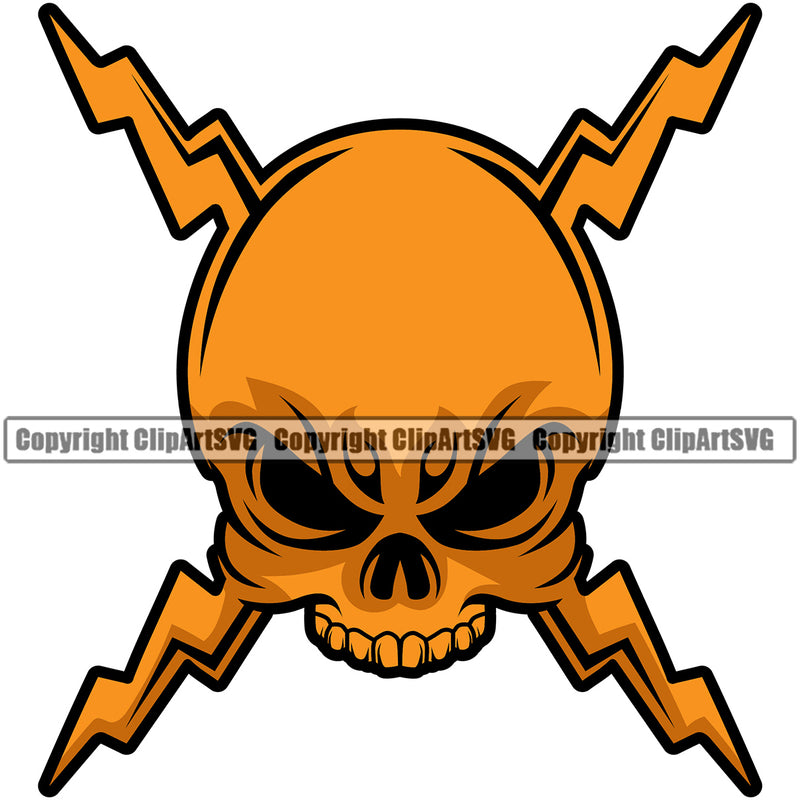 Electrician Electric Worker Work Technician Tech Skull Head Orange Color Design Element White Background Construction Electrical Repair Service Job Company Business Design Logo Clipart SVG