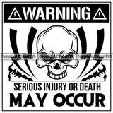 Electrician Electric Worker Work Technician Tech Skull Skeleton Warning Serious Injury Or Death May Occur Quote Text Design Element White Background Construction Electrical Repair Service Job Company Business Design Logo Clipart SVG