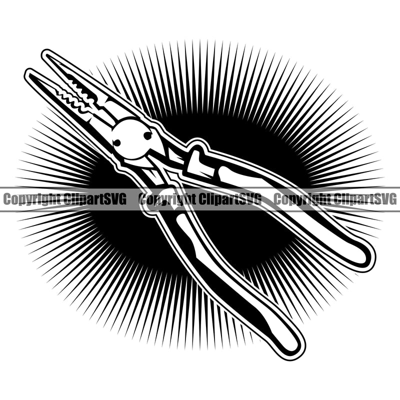 Electrician Electric Worker Work Technician Tech Electrician Pliers Wire Cutters Sunrise White Background Design Element Construction Electrical Repair Service Job Company Business Design Logo Clipart SVG