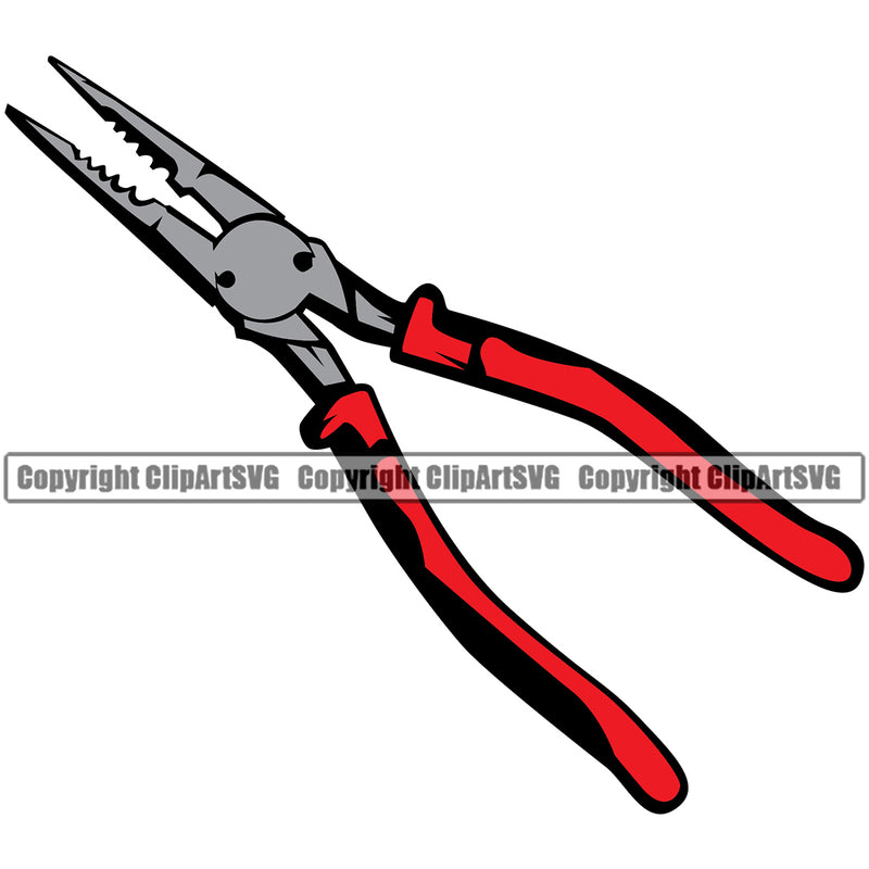 Electrician Electric Worker Work Technician Tech Construction Electrical Pliers Wire Cutters Red Color White Background Design Element Repair Service Job Company Business Logo Clipart SVG