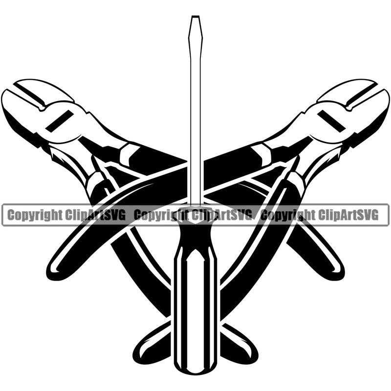 Electrician Electric Worker Work Technician Tech Construction Electrical Pliers Wire Cutters Double Vector Design Element White Background Repair Service Job Company Business Design Logo Clipart SVG