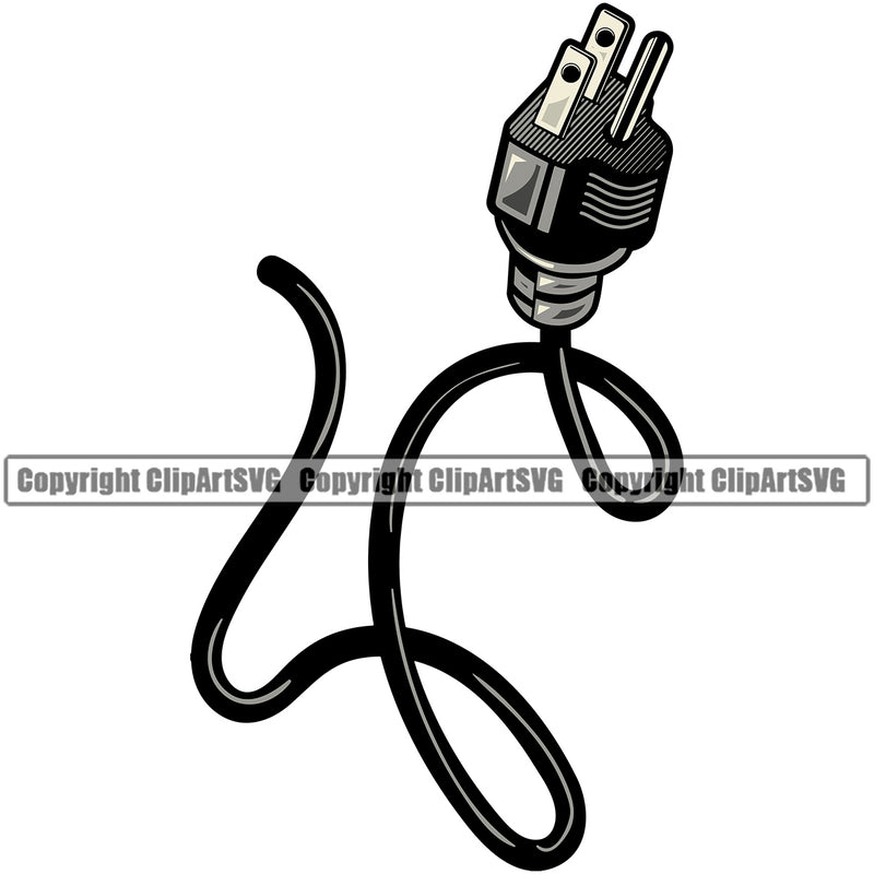 Electric Worker Work Technician Tech Construction Electrician Plug Cord Cable Color Design Element Electrical Repair Service Job Company Business Design Logo Clipart SVG