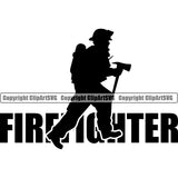 Firefighting Firefighter Occupation Silhouette Text Design Element Fire Fighting Fireman Rescue Equipment Helmet Safety Danger Protection Department Hero Work Firemen Gear Flame Fighter Emergency Art Design Logo Clipart SVG