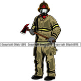 Firefighting Firefighter Axe Hand Design Element Fire Fighting Fireman Rescue Equipment Helmet Safety Danger Protection Department Hero Work Firemen Occupation Gear Flame Fighter Emergency Art Design Logo Clipart SVG