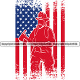 Firefighting Firefighter United States America American Flag Design Element Fire Fighting Fireman Rescue Equipment Helmet Safety Danger Protection Department Hero Work Firemen Occupation Gear Flame Fighter Emergency Art Design Logo Clipart SVG