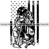 Firefighting Firefighter Fire Fighting Fireman United States America American Flag Design Element Rescue Equipment Helmet Safety Danger Protection Department Hero Work Firemen Occupation Flame Fighter Emergency Art Logo Clipart SVG