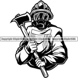 Firefighting Firefighter Mascot Men Man Design Element Fire Fighting Fireman Rescue Equipment Helmet Safety Danger Protection Department Hero Work Firemen Occupation Gear Flame Fighter Emergency Art Design Logo Clipart SVG