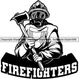 Firefighting Firefighter Hand Axe Design Element Fire Fighting Fireman Rescue Equipment Helmet Safety Danger Protection Department Hero Work Firemen Occupation Gear Flame Fighter Emergency Art Design Logo Clipart SVG