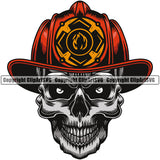 Firefighting Firefighter Skull Skelton Head Color Design Element Fire Fighting Fireman Rescue Equipment Helmet Safety Danger Protection Hero Firemen Occupation Gear Flame Fighter Emergency Art Design Logo Clipart SVG