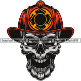 Firefighting Firefighter Skull Skeleton Color Design Fire Fighting Fireman Rescue Equipment Helmet Safety Danger Protection Department Hero Work Firemen Occupation Gear Flame Fighter Emergency Art Logo Clipart SVG