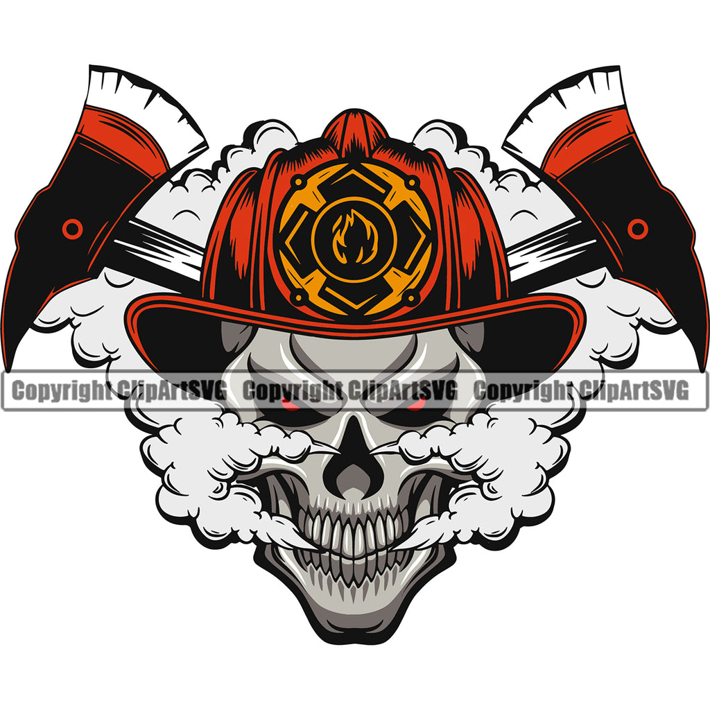 Firefighting Firefighter Skull Head Angry Face Design Element Fire Fighting Fireman Rescue Equipment Helmet Safety Danger Protection Department Hero Work Firemen Occupation Gear Flame Fighter Emergency Art Design Logo Clipart SVG