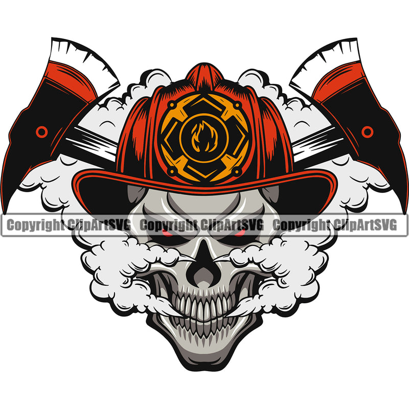 Firefighting Firefighter Skull Head Angry Face Design Element Fire Fighting Fireman Rescue Equipment Helmet Safety Danger Protection Department Hero Work Firemen Occupation Gear Flame Fighter Emergency Art Design Logo Clipart SVG