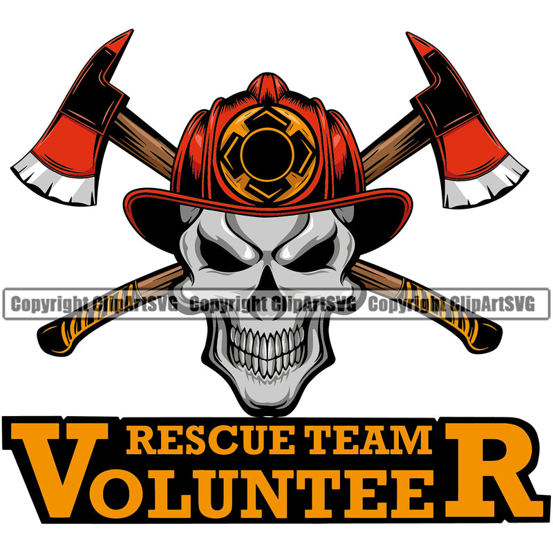 Firefighting Firefighter Fire Fighting Rescue Team Volunteer Color Skull Fireman Rescue Equipment Helmet Safety Danger Protection Department Hero Work Firemen Occupation Gear Flame Fighter Emergency Art Logo Clipart SVG