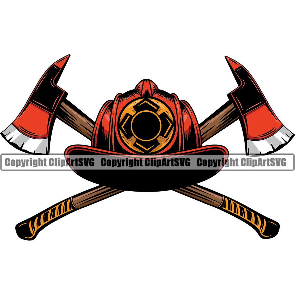 Firefighting Firefighter Fire Fighting Skull Helmet Axe Design Element Fireman Rescue Equipment Helmet Safety Danger Protection Department Hero Work Firemen Occupation Gear Flame Fighter Emergency Art Logo Clipart SVG