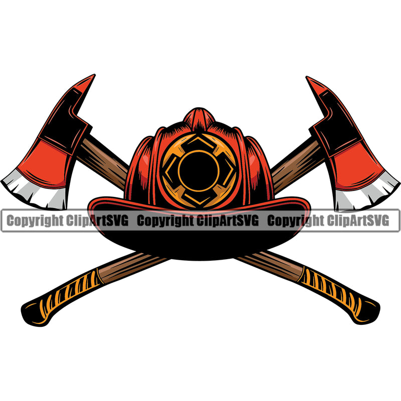 Firefighting Firefighter Fire Fighting Skull Helmet Axe Design Element Fireman Rescue Equipment Helmet Safety Danger Protection Department Hero Work Firemen Occupation Gear Flame Fighter Emergency Art Logo Clipart SVG