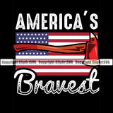 Firefighting Americas Bravest Quote Axe United States America American Flag Black Color Design Fireman Rescue Equipment Helmet Safety Danger Protection Department Hero Work Firemen Occupation Gear Flame Fighter Emergency Art Logo Clipart SVG