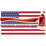 Firefighting Firefighter United States America American USA Flag under Axe Color Design Element Fireman Rescue Equipment Helmet Safety Danger Protection Department Hero Work Firemen Occupation Gear Flame Fighter Emergency Art Logo Clipart SVG