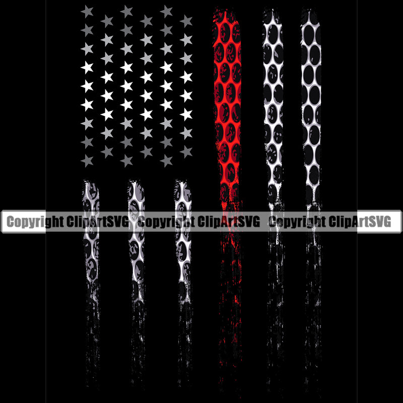 Firefighting Firefighter United States America American USA Flag Black Color Fireman Rescue Equipment Helmet Safety Danger Protection Department Hero Work Firemen Occupation Gear Flame Fighter Emergency Art Logo Clipart SVG