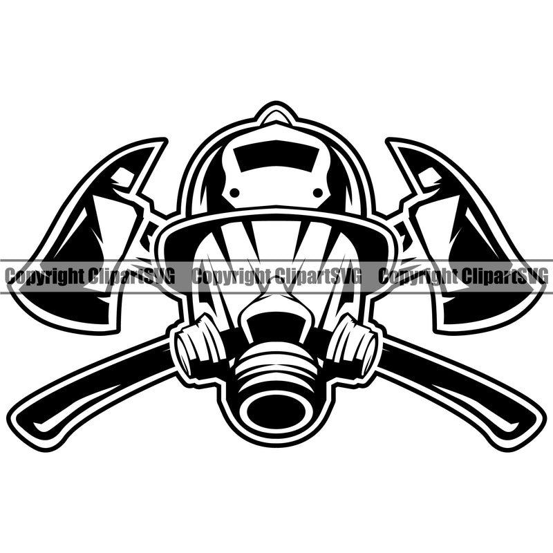 Firefighting Firefighter Fire Fighting Head Axe Design Element Fireman Rescue Equipment Helmet Safety Danger Protection Department Hero Work Firemen Occupation Gear Flame Fighter Emergency Art Design Logo Clipart SVG