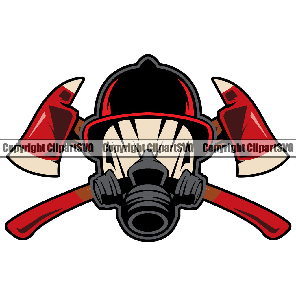 Firefighting Firefighter Red Color Axe Black Head Design Element Fire Fighting Fireman Rescue Equipment Helmet Safety Danger Protection Department Hero Work Firemen Occupation Gear Flame Fighter Emergency Art Design Logo Clipart SVG