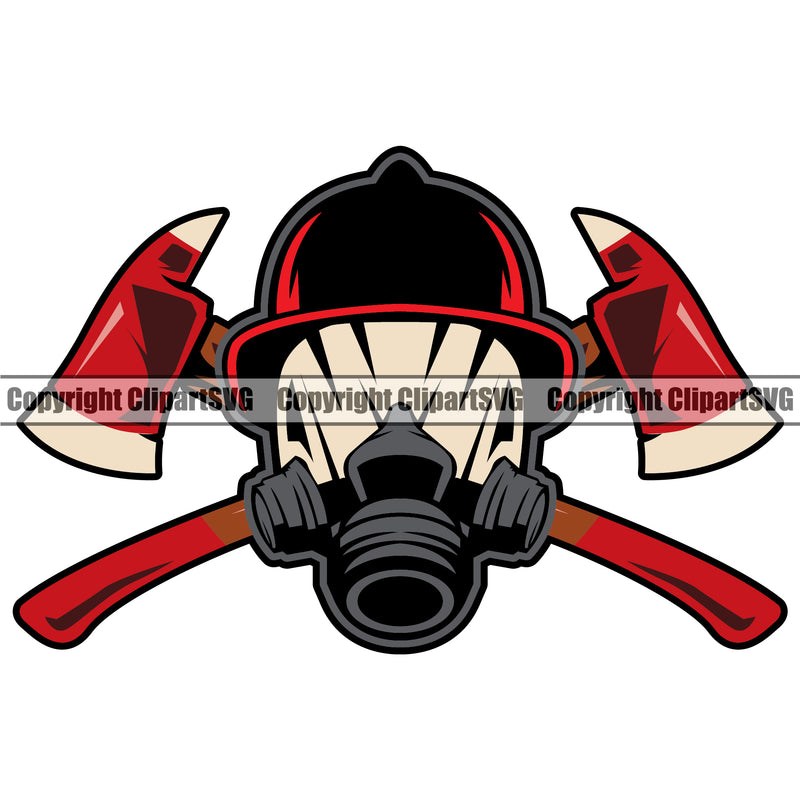 Firefighting Firefighter Red Color Axe Black Head Design Element Fire Fighting Fireman Rescue Equipment Helmet Safety Danger Protection Department Hero Work Firemen Occupation Gear Flame Fighter Emergency Art Design Logo Clipart SVG