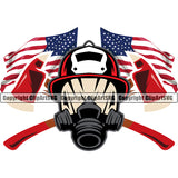 Firefighting Firefighter Fire Fighting Fireman Rescue Equipment United States America American Flag Color Design Element Helmet Safety Danger Protection Department Hero Work Firemen Occupation Gear Flame Fighter Emergency Art Design Logo Clipart SVG