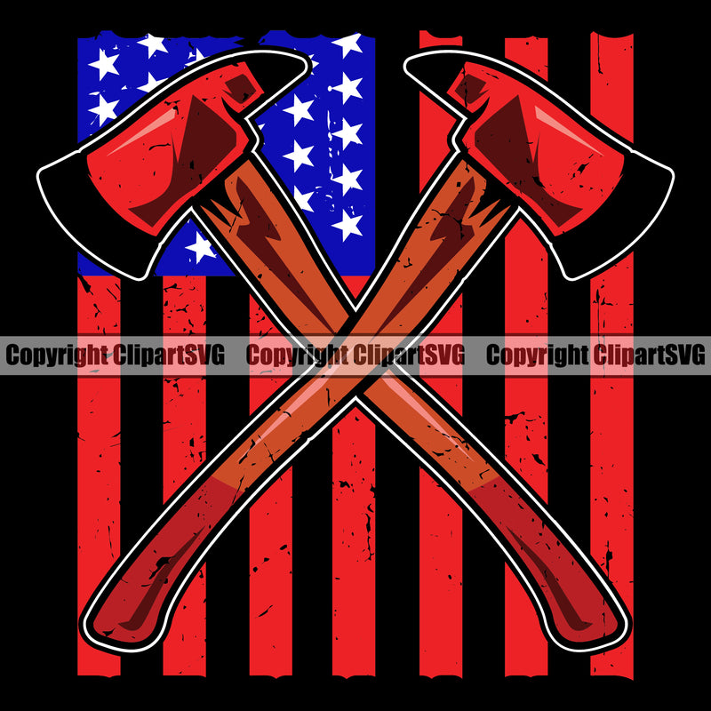 Firefighting Firefighter Black Color Background Red Design Element United States America American Flag Fire Fighting Fireman Rescue Helmet Danger Protection Department Hero Work Firemen Occupation Gear Flame Fighter Emergency Art Design Logo Clipart SVG