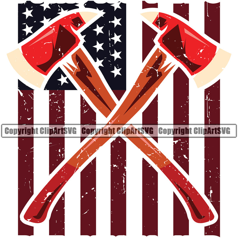 Firefighting Firefighter Fire Fighting Fireman United States America American Flag Color Design Element Rescue Equipment Helmet Safety Danger Protection Department Hero Work Firemen Occupation Gear Flame Fighter Emergency Art Design Logo Clipart SVG
