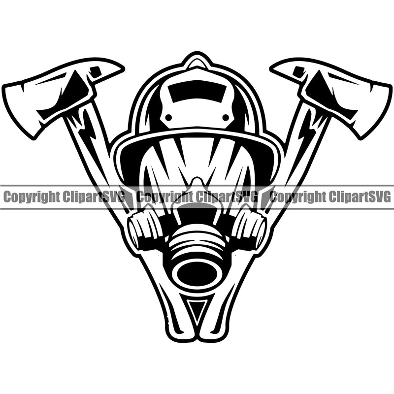 Firefighting Firefighter Fire Fighting Axe Head Design Element Fireman Rescue Safety Danger Protection Department Hero Work Firemen Occupation Gear Flame Fighter Emergency Art Logo Clipart SVG