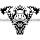 Firefighting Firefighter Fire Fighting Black White Color Design Element Fireman Rescue Equipment Helmet Safety Danger Protection Department Hero Work Firemen Occupation Gear Flame Fighter Emergency Art Logo Clipart SVG