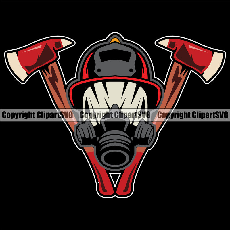 Firefighting Firefighter Fire Red Axe Black Background Fighting Fireman Rescue Equipment Helmet Safety Danger Protection Department Hero Work Firemen Occupation Gear Flame Fighter Emergency Art Logo Clipart SVG