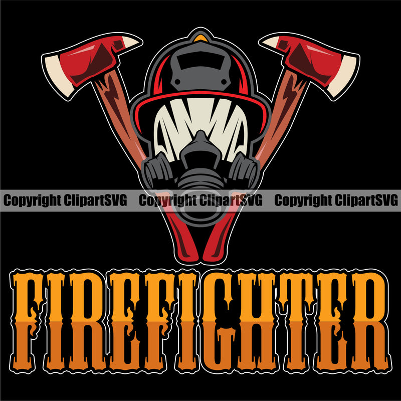 Firefighting Firefighter Fire Fighting Color Black Background Design Element Fireman Rescue Equipment Helmet Safety Danger Protection Department Hero Work Firemen Occupation Gear Flame Fighter Emergency Art Logo Clipart SVG