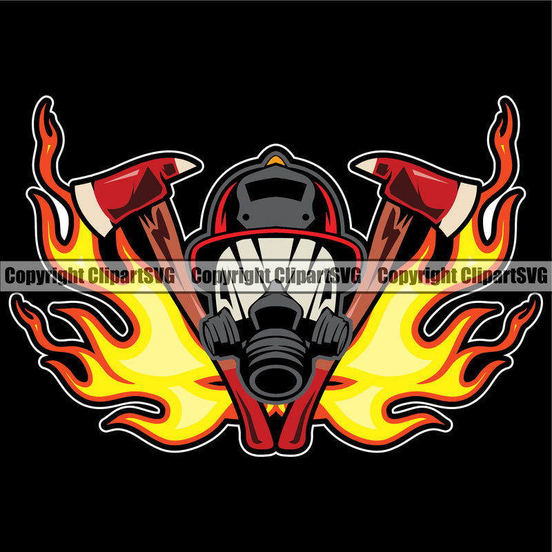 Firefighting Firefighter Fire Fighting Black Background Design Element Fireman Rescue Equipment Helmet Danger Department Hero Work Firemen Occupation Gear Flame Fighter Emergency Art Logo Clipart SVG