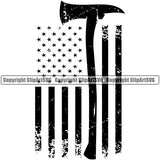 Firefighting Firefighter United States America American USA Flag Under Axe Design Element Rescue Equipment Helmet Safety Danger Protection Department Hero Work Firemen Occupation Gear Flame Fighter Emergency Art Logo Clipart SVG