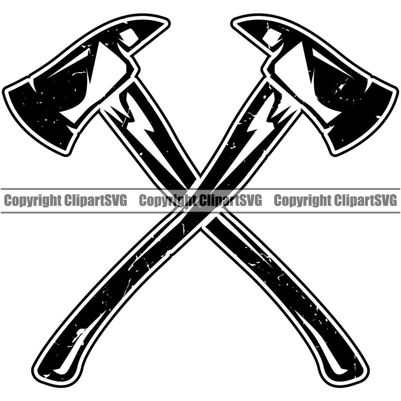 Firefighting Firefighter Fire Fighting Axes Design Element Fireman Rescue Equipment Helmet Safety Danger Protection Department Hero Work Firemen Occupation Gear Flame Fighter Emergency Art Logo Clipart SVG