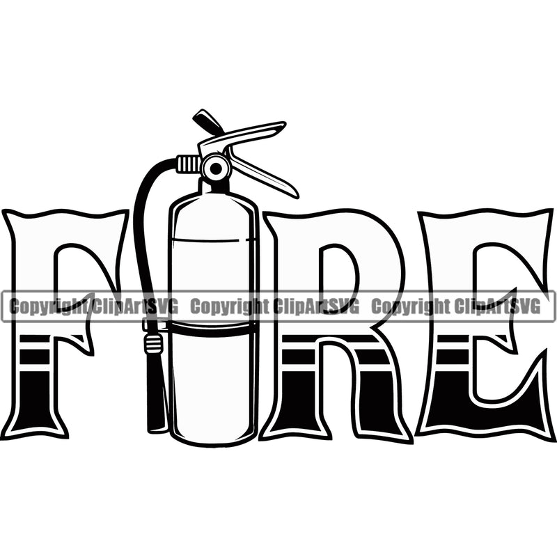 Firefighting Firefighter Fire Extinguisher Text Design Element Fighting Fireman Rescue Equipment Helmet Safety Danger Protection Department Hero Work Firemen Occupation Gear Flame Fighter Emergency Art Logo Clipart SVG