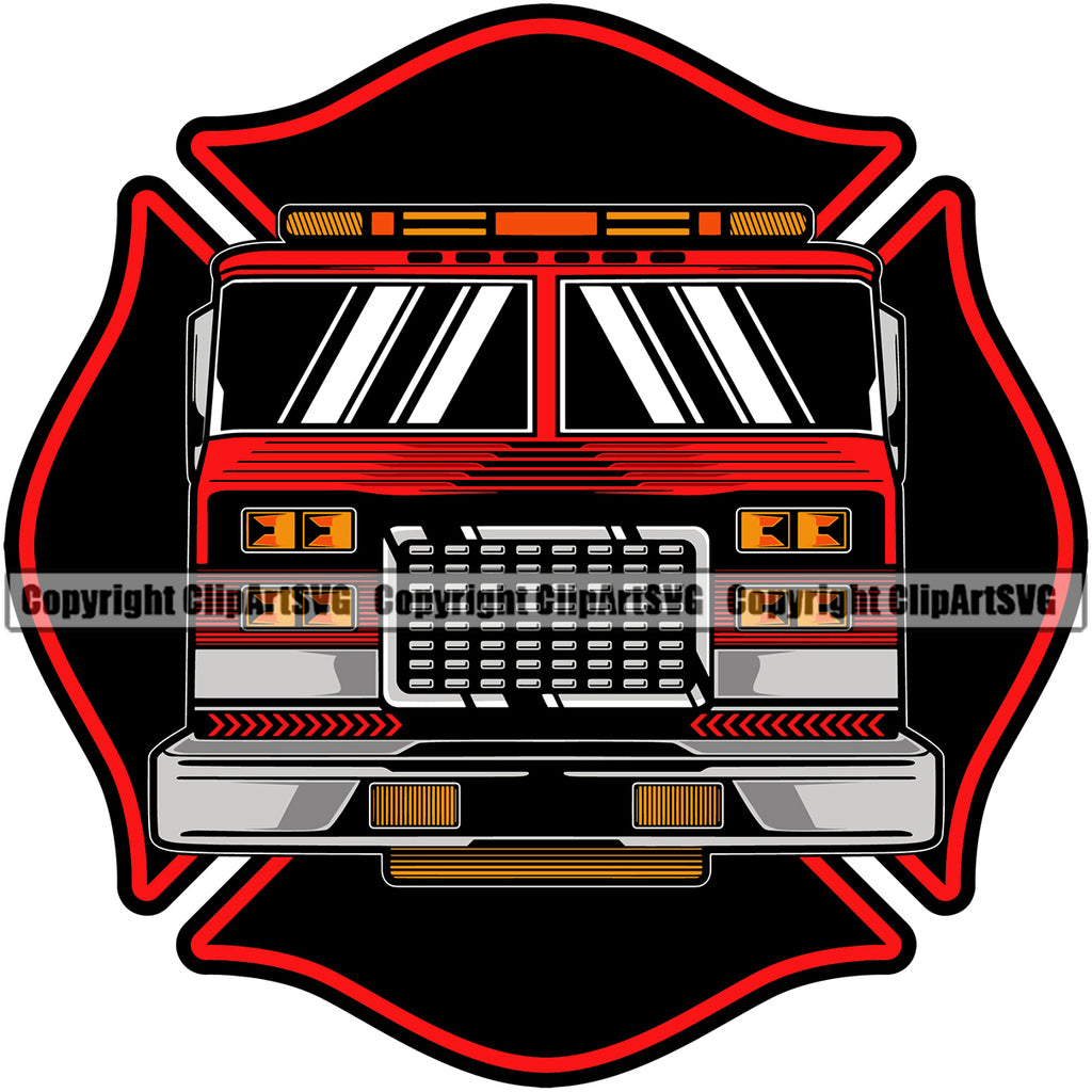 Firefighting Firefighter Fire Fighting Truck Vector Design Element Fireman Gear Flame Fighter Emergency Rescue Equipment Helmet Safety Danger Protection Department Hero Work Firemen Occupation Art Logo Clipart SVG