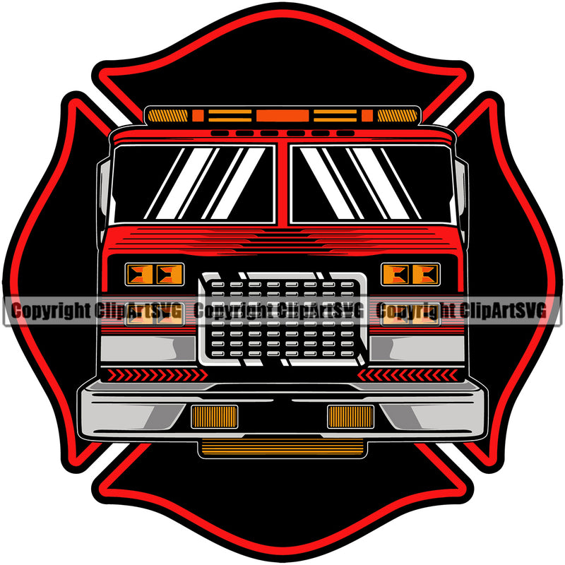 Firefighting Firefighter Fire Fighting Truck Vector Design Element Fireman Gear Flame Fighter Emergency Rescue Equipment Helmet Safety Danger Protection Department Hero Work Firemen Occupation Art Logo Clipart SVG